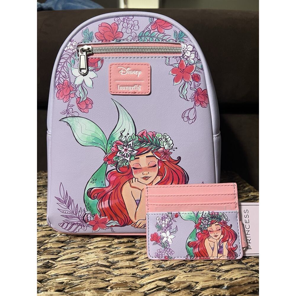 Loungefly Disney The Little Mermaid Floral Dream Mini Backpack/Card Holder